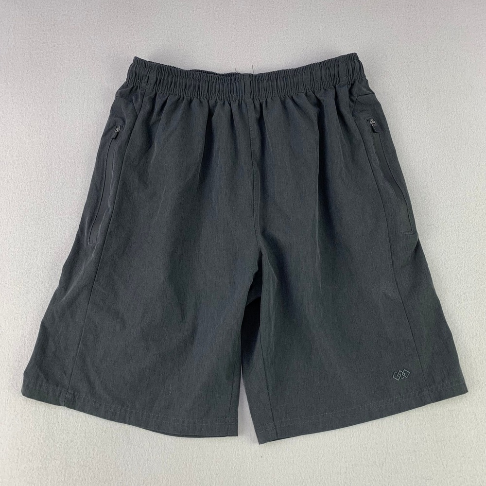 LEG3ND Active Shorts Mens S Gray Athletic Performance Zipper Pockets Stretch